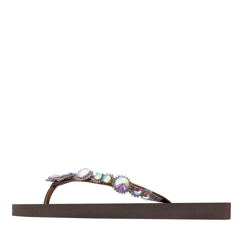 UZURII Flip Flops Zehentrenner Chrystal Marilyn mocca