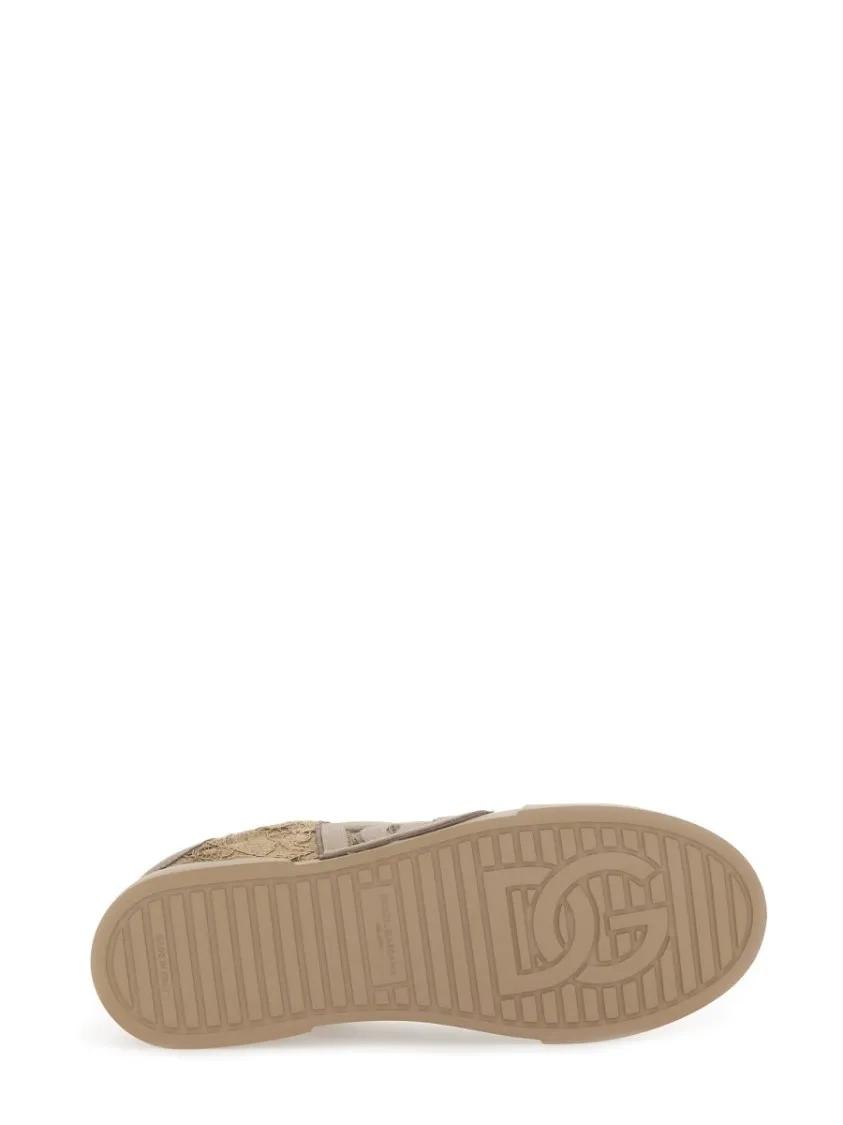 Thumbnail - Dolce&Gabbana Low-Top Sneaker - Intricately Embroidered Sneakers With Unique Mater - Gr. 40 (EU) - in Beige - für Damen
