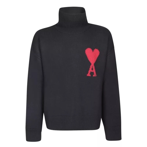 AMI Paris Pullover Made Of Wool With Signature Ami De Coeur  Black 