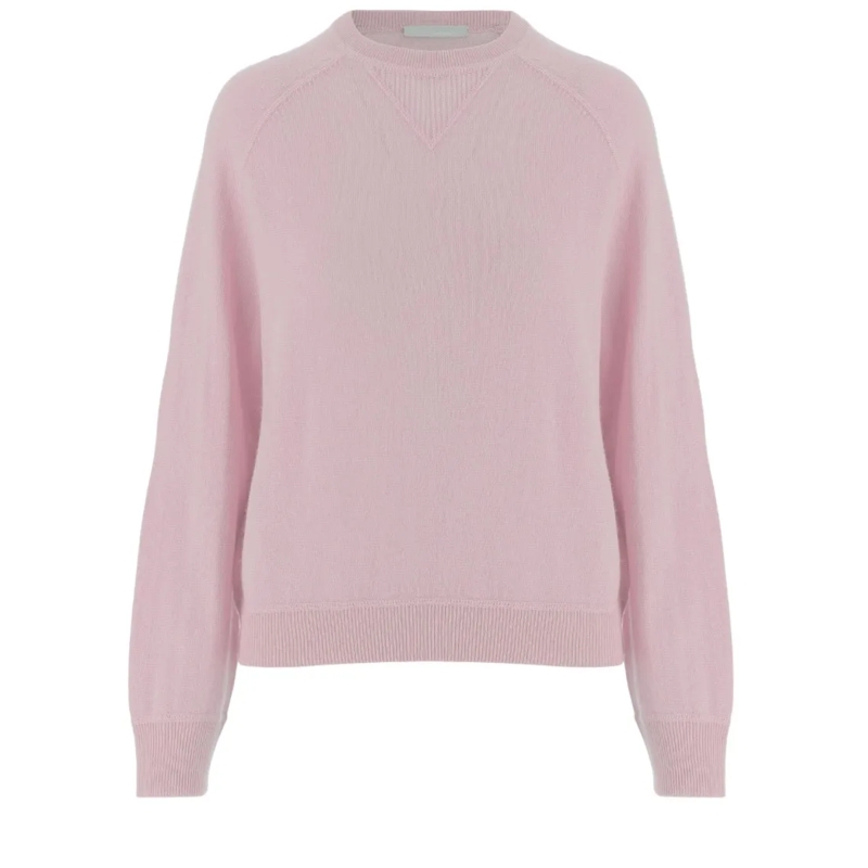 Allude Pullover Light Pink Wool And Cashmere Crew Neck Sweater Pink