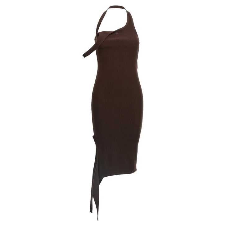【関税込み】COURREGES 'Undressed Light Knit' dress Courrèges Undressed Light Knit' Dress Brown | Midi-Kleider