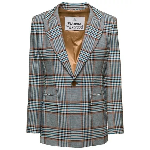 Vivienne Westwood Grey Single-Breasted Jacket With All-Over Check Mo Grey 