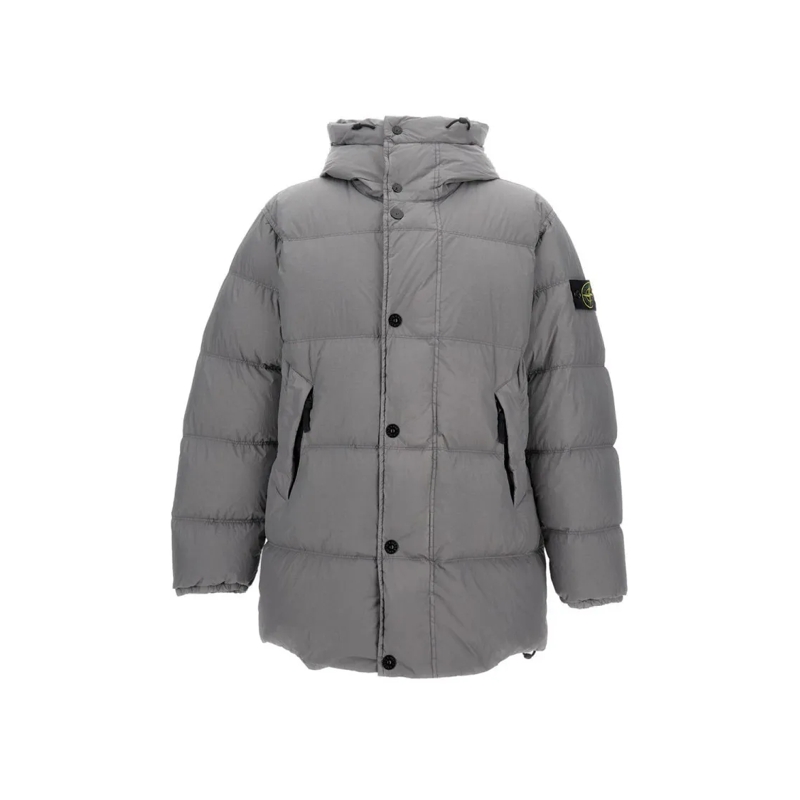 Stone Island Doudoune Long Puffer Jacket With Hood Grey