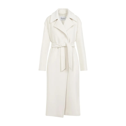 Max Mara Overgangsjassen White Alpaca Fragore Orsetto Biver Coat White