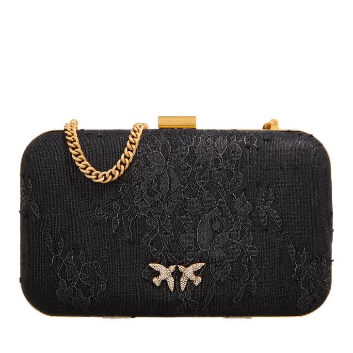 Pinko Clutch Nero Canna Fucile Antique Gold Crossbody Bag