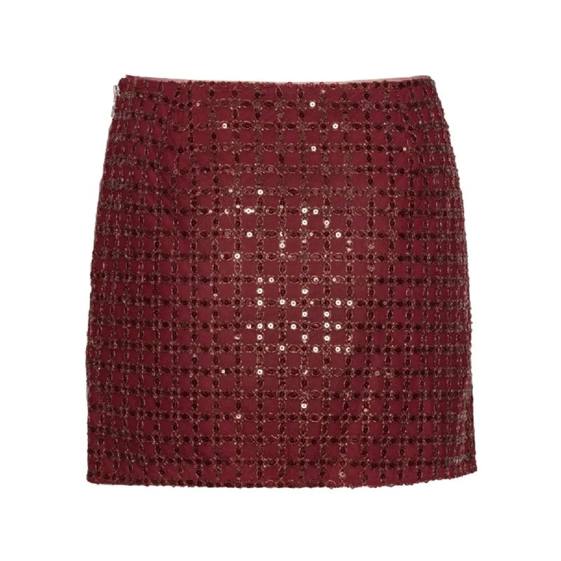 Rotate Minijupe Beaded Mini Skirt Red