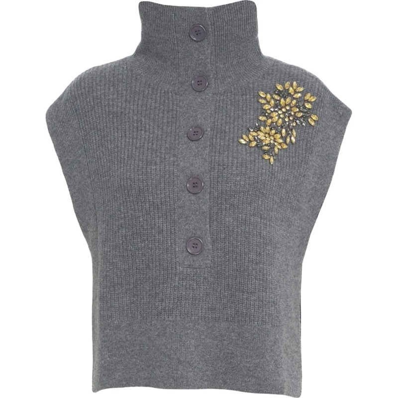 LIU JO  Knit vest with rhinestones grau