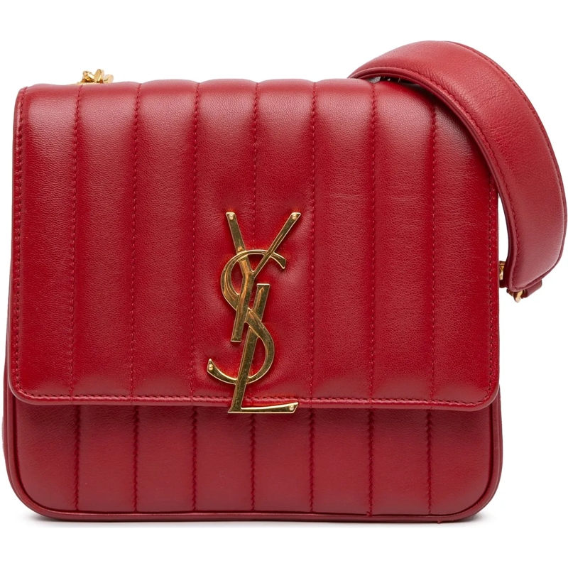 Saint Laurent Schultertasche Medium Lambskin Monogram Vicky Chain Bag rot