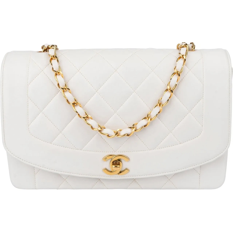 Chanel Tote Chanel Quilted Lambskin 24K Gold Single Flap Lady  weiß