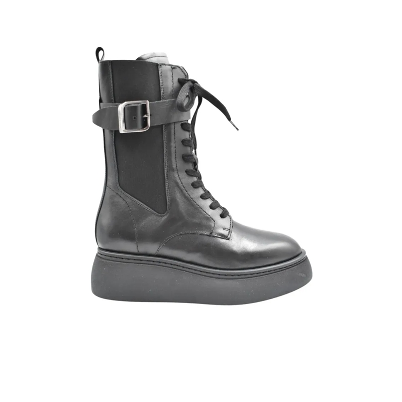 Janet & Janet Bottes Laced Flat Shoes With Chunky Sole And Adjustable A Grey