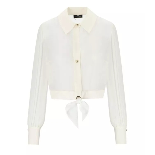 Elisabetta Franchi Ivory Cropped Shirt With Knot White 