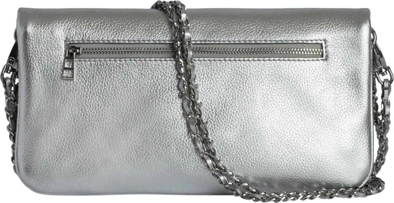 Zadig & Voltaire Zilveren Leren Crossbody Tas met Afneembare Kettingen Gray Dames