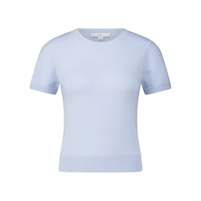Vince Pullover Kurzarm-Pullover mit Kaschmir Hellblau