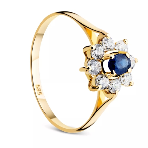 DIAMADA 14KT Sapphire With Cubic Zirconia Yellow Gold Anello cocktail