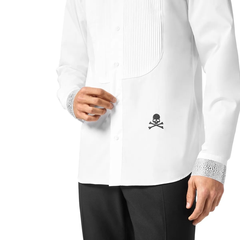 Philipp Plein Hemd Smoking-Hemd Mit Schmucksteinen weiss(Image 4)
