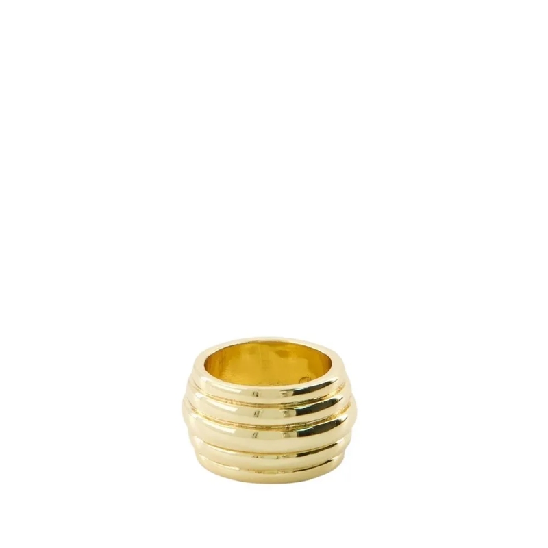 Anine Bing Ring Chunky Ribbed Gold Ring - 14K Gold Plated Brass -  Gold