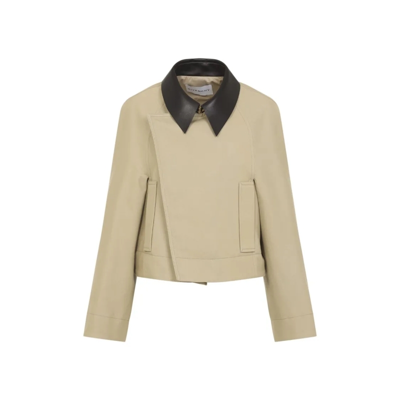 Givenchy Overgangsjas Cropped Tailored Jacket With Contrasting Black Col Neutrals