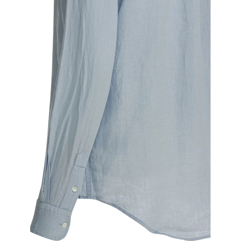 Polo Ralph Lauren Hemd Light Blue Linen Shirt With Classic Collar And Emb Grey(Image 4)