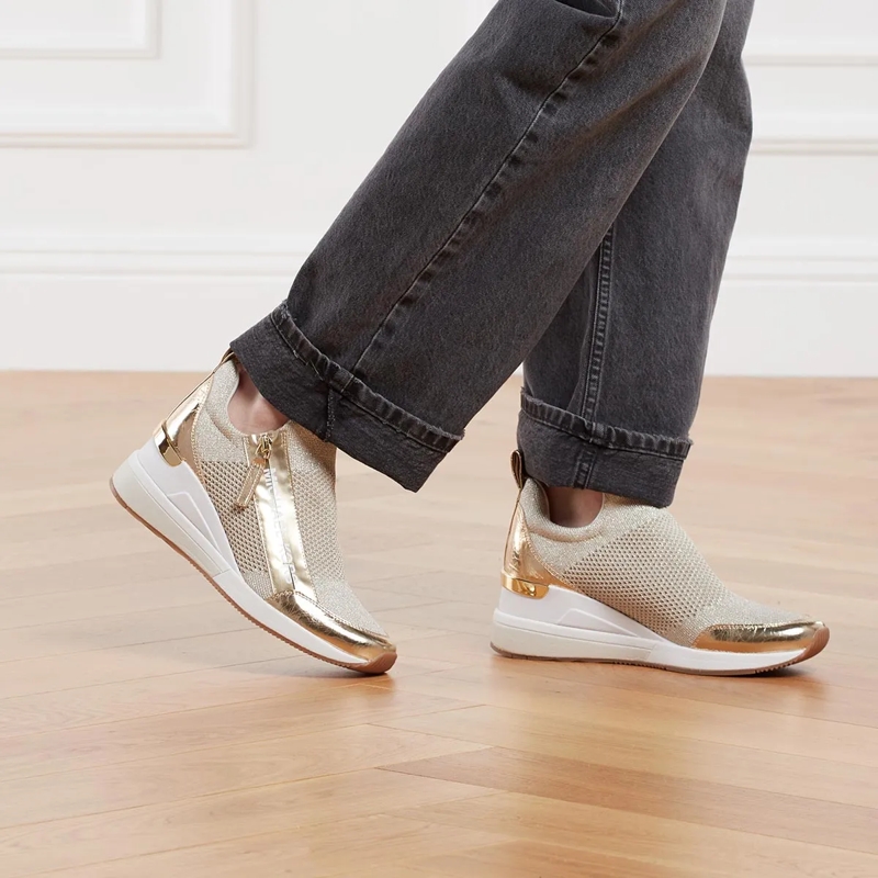 MICHAEL Michael Kors Low-Top-Sneaker Willis Wedge Trainer Pale Gold(Image 2)
