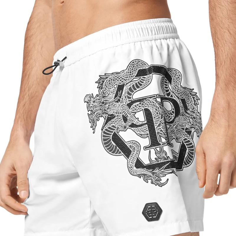 Philipp Plein Shorts Badehose Dragon weiss(Image 4)