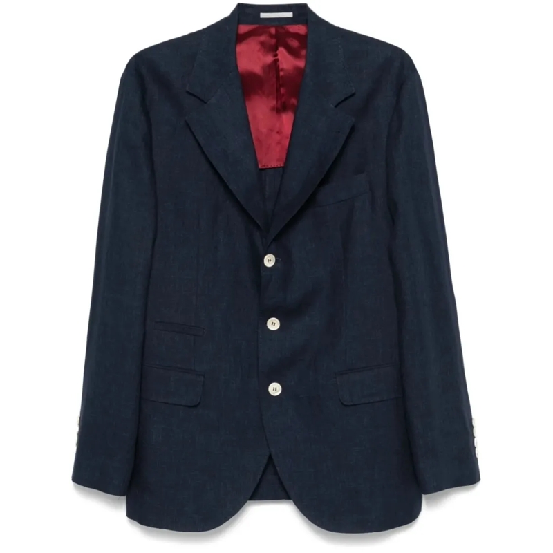Brunello Cucinelli Blazer Deconstructed Blazer With Notched Lapels And Sheen Blue