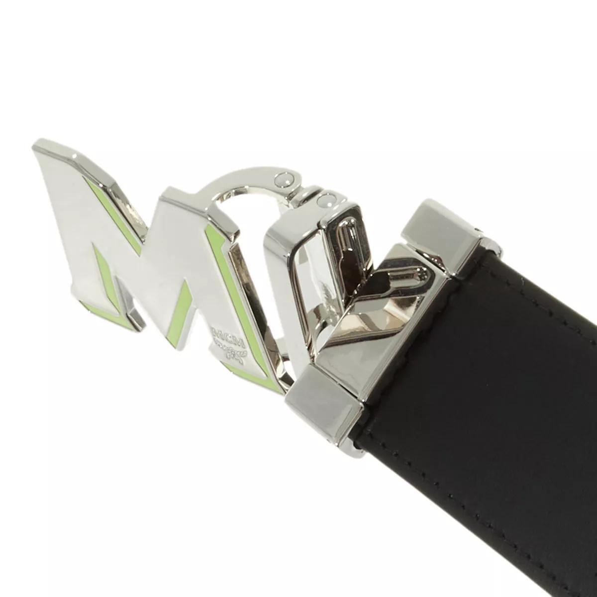 Mcm belt black and silver sale