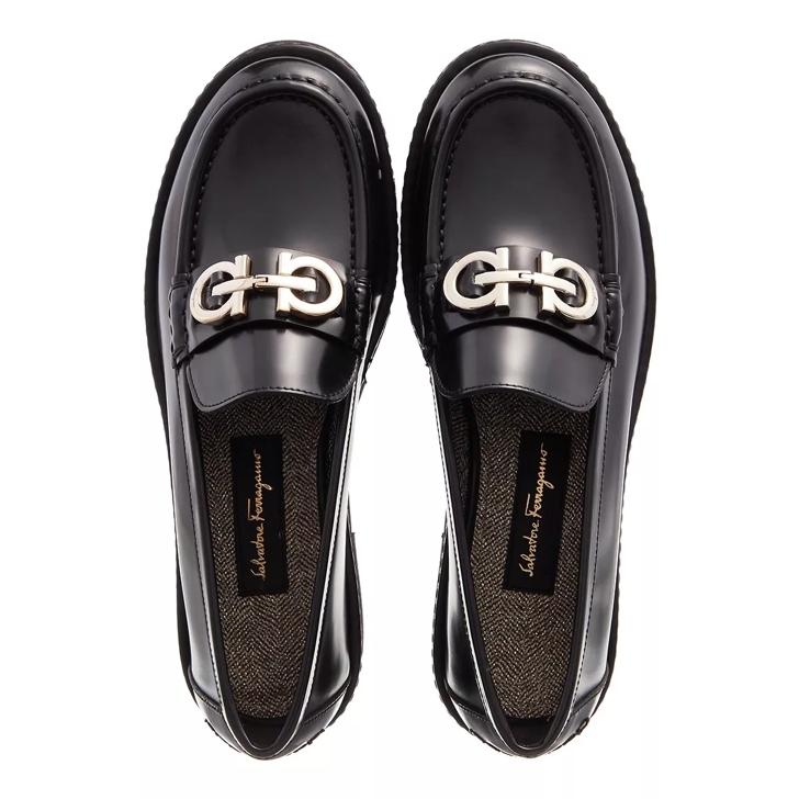 FERRAGAMO Ofelia embellished glossed-leather loafers