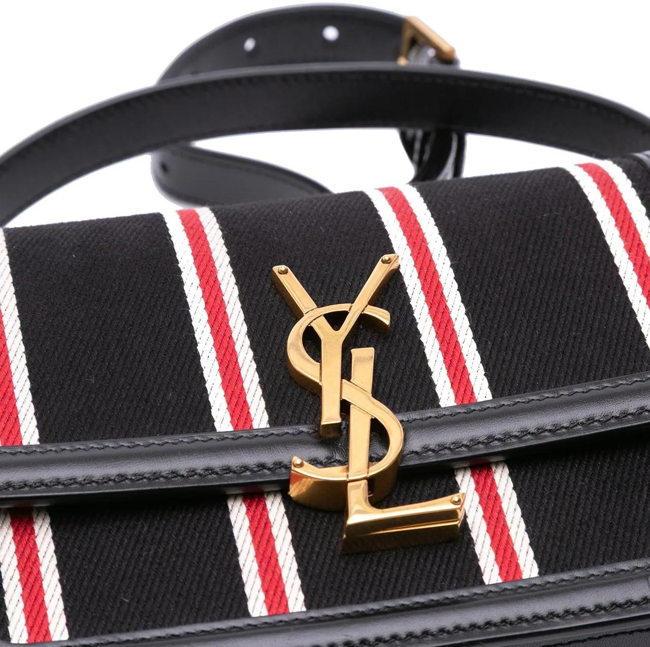 Thumbnail - Saint Laurent Hobo Bags - Small Canvas Striped Solferino Satchel In Box - Gr. unisize - in Schwarz - für Damen