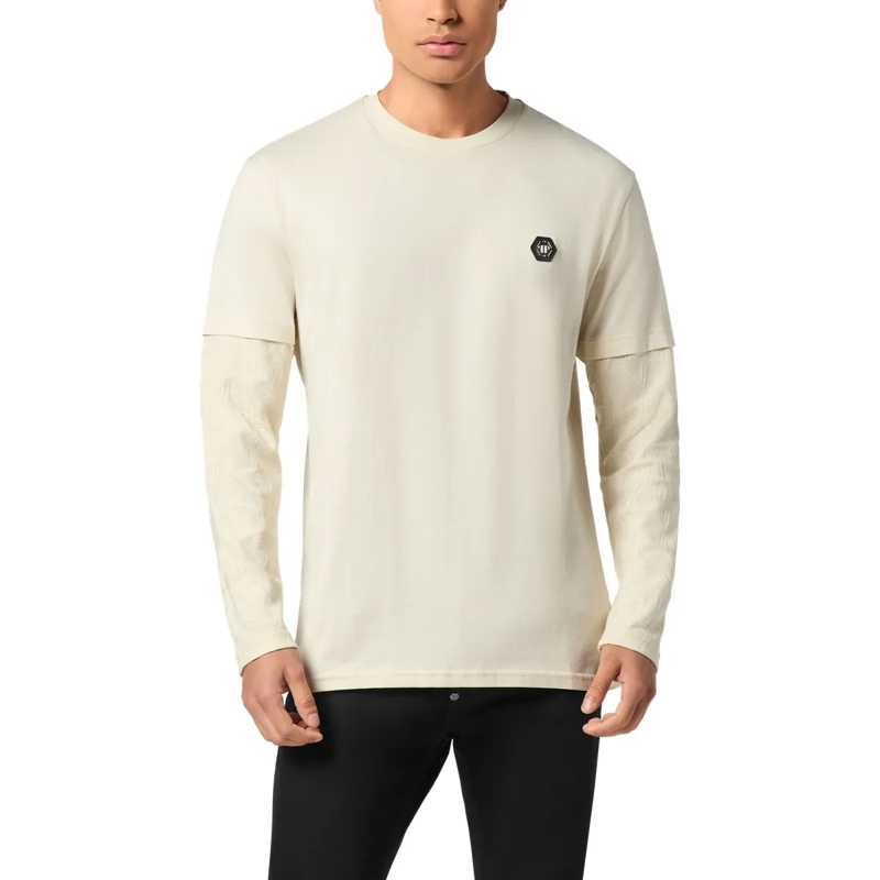 Philipp Plein T-Shirt T-Shirt Rundhalsausschnitt Ls Crest beige(Image 3)