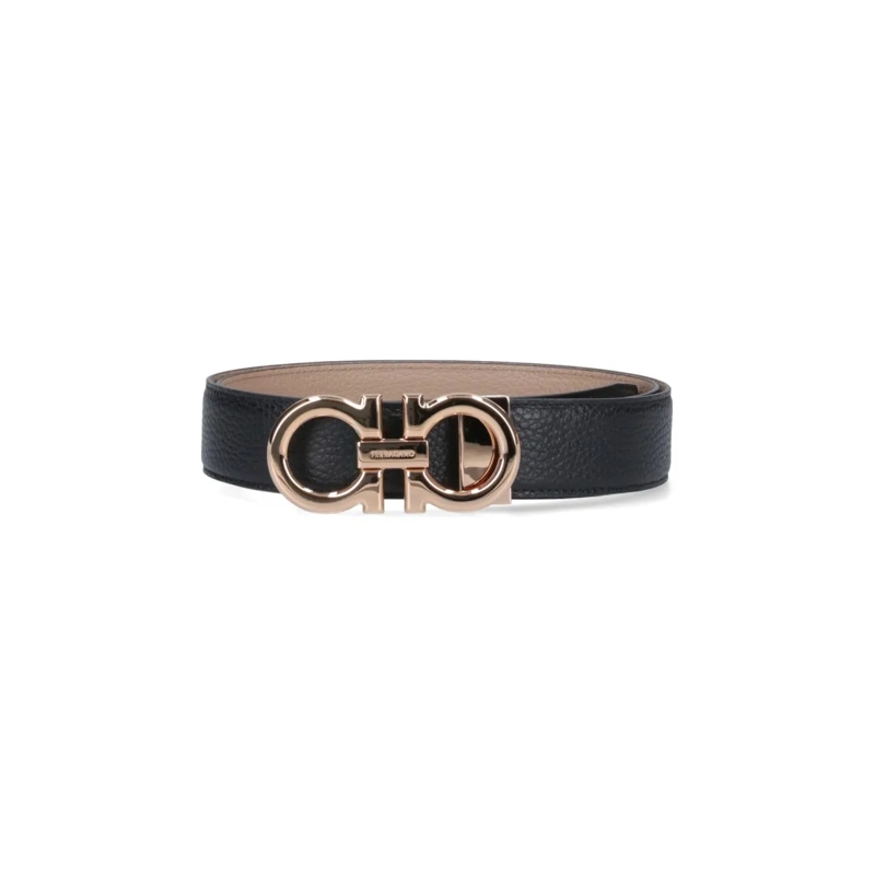 Salvatore Ferragamo Ceinture "Gancini" Reversible Belt Black Black