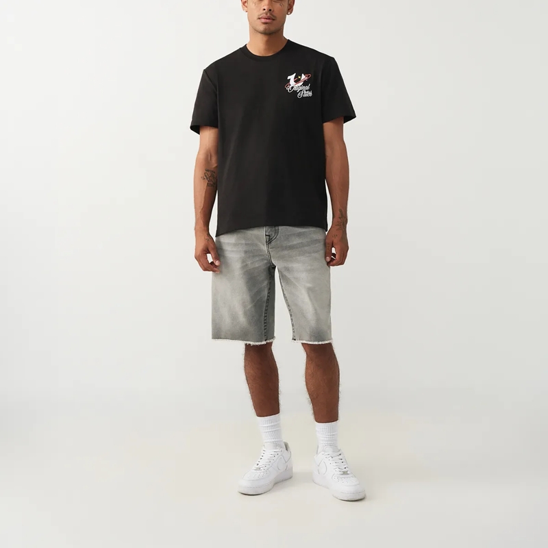 True Religion T-Shirt - Gerader Schnitt- Überschnittende Schultern- Ru schwarz(Image 2)
