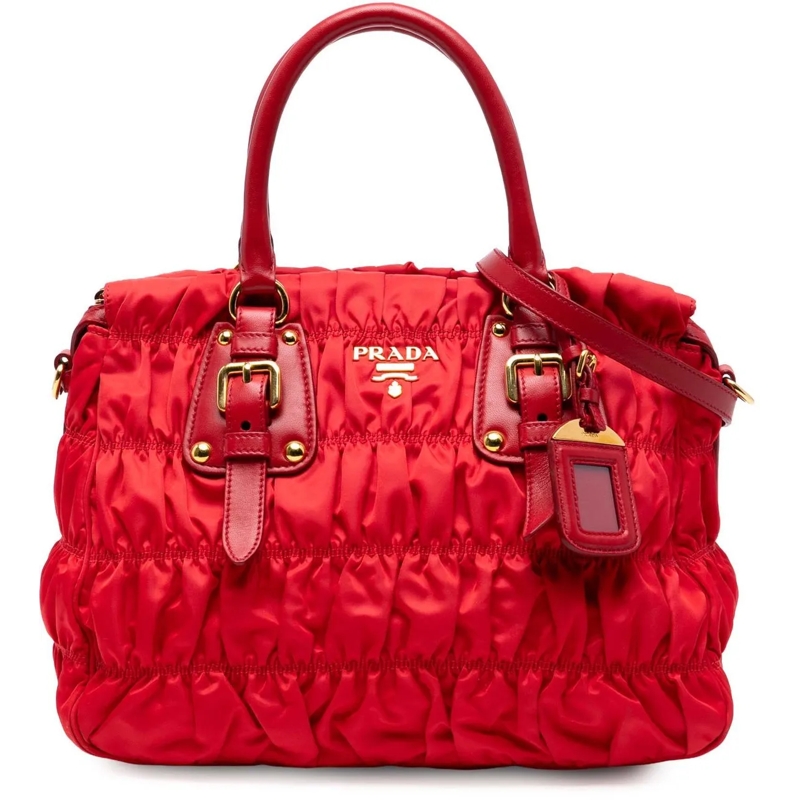 Prada Schultertasche Tessuto Gaufre Satchel rot