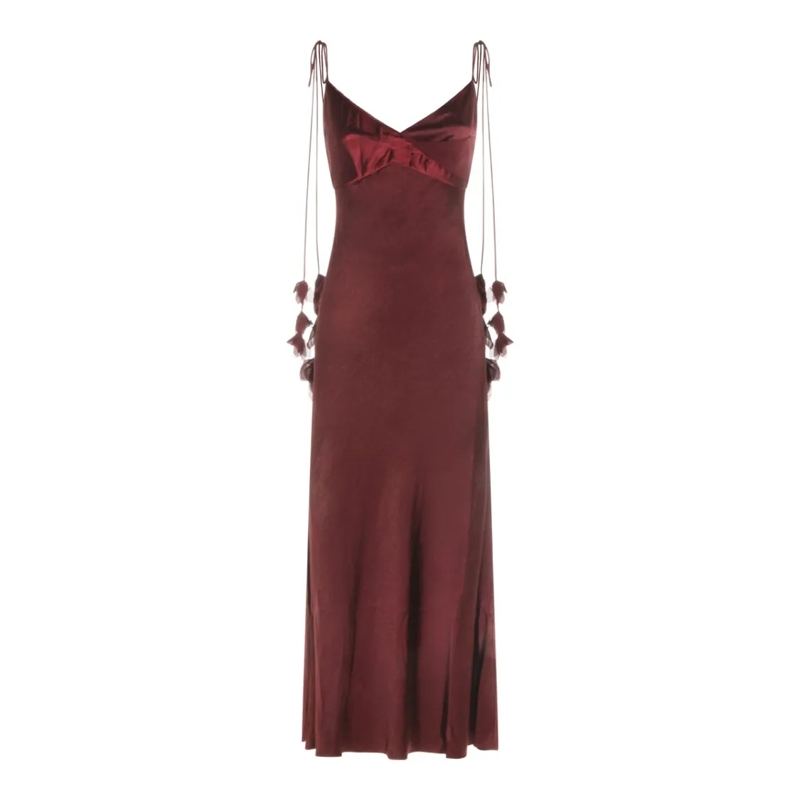 Self Portrait  Burgundy Sleeveless Maxi Dress Black