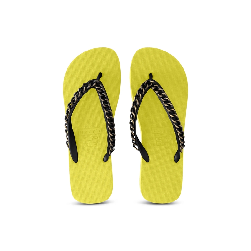 UZURII Flip Flops Zehentrenner Gold Large hell-grün