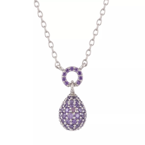 Little Luxuries by VILMAS Vita New White Necklace Little Drop Rhodium Plated Purple Mellanlångt halsband