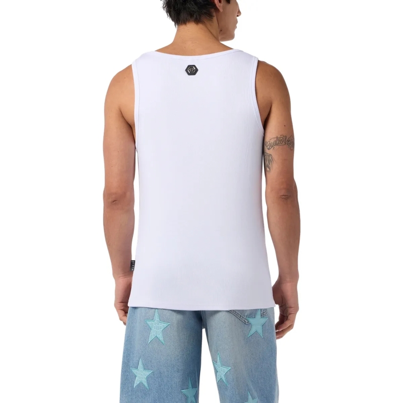 Philipp Plein Top Cotton Tank Top Hexagon weiss(Image 2)