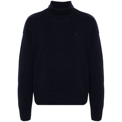 AMI Paris Turtleneck Sweater Blue Maglione