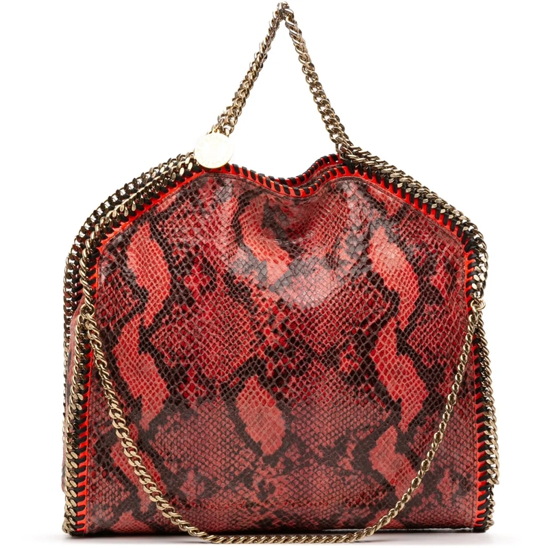 Stella McCartney Schultertasche Faux Snakeskin Falabella Fold Over Satchel orange