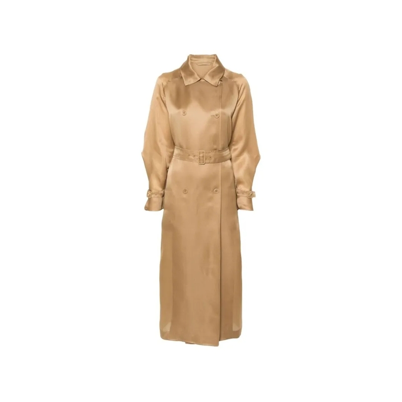 Max Mara Bontjassen Sacco' Silk Trench Coat Brown
