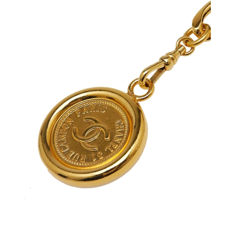 Chanel Kettengürtel Gold Plated Medallion Leather Woven Chain Belt gold