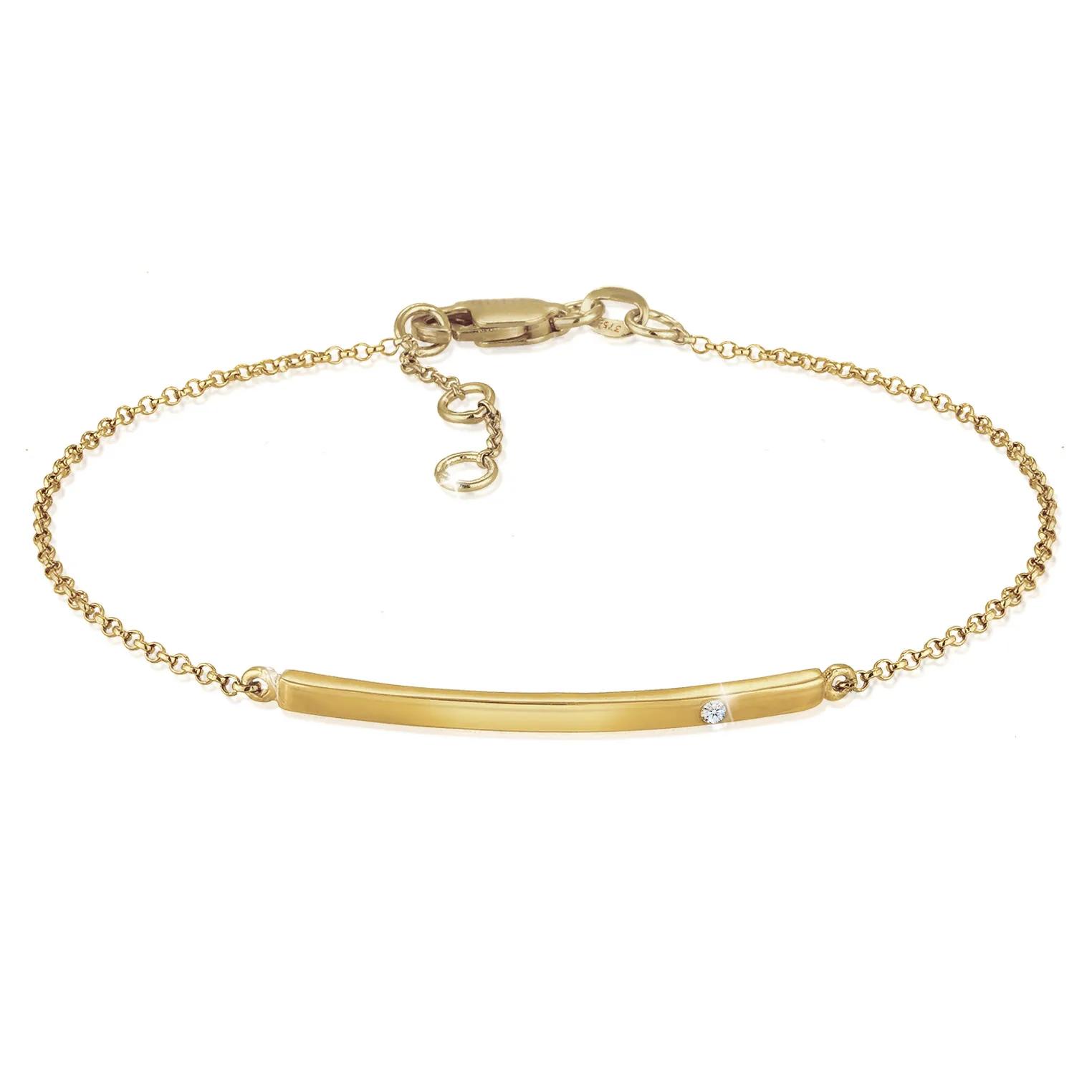 Elli Armbänder - Armband Erbskette Geo Stab Diamant (0.015 ct.)375 - Gr. 16 CM - in Gold - für Damen