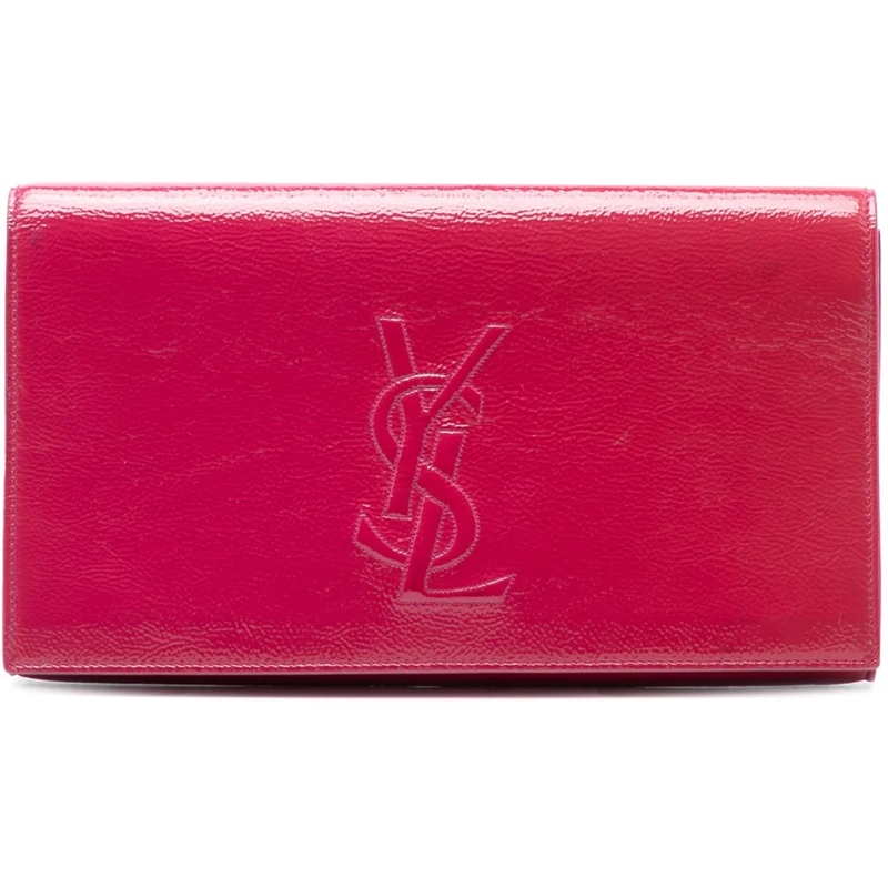Saint Laurent Clutch Large Textured Patent Belle De Jour Clutch rose