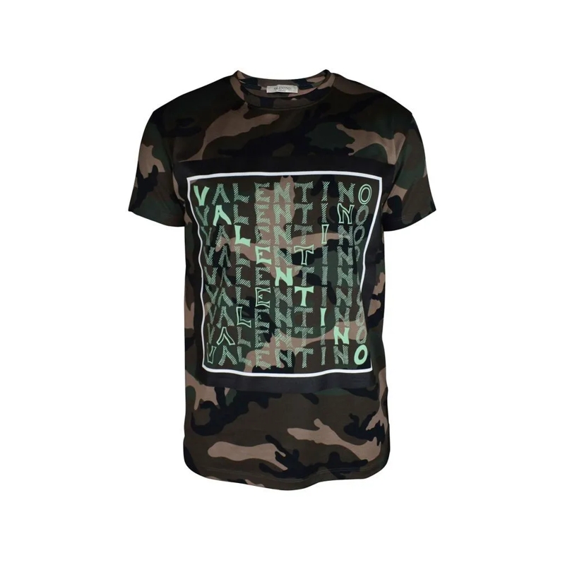 Valentino Garavani T-shirt Camouflage Print Cotton T-Shirt With Bold Graphic Black