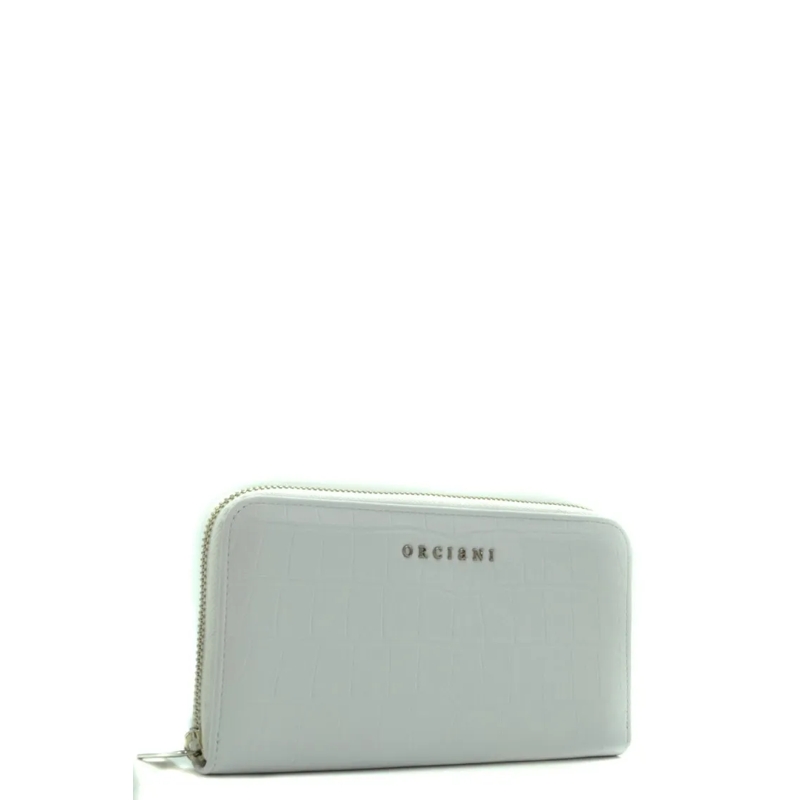 Orciani Geldbörse Embossed Crocodile Pattern Wallet With Zip-Around  White