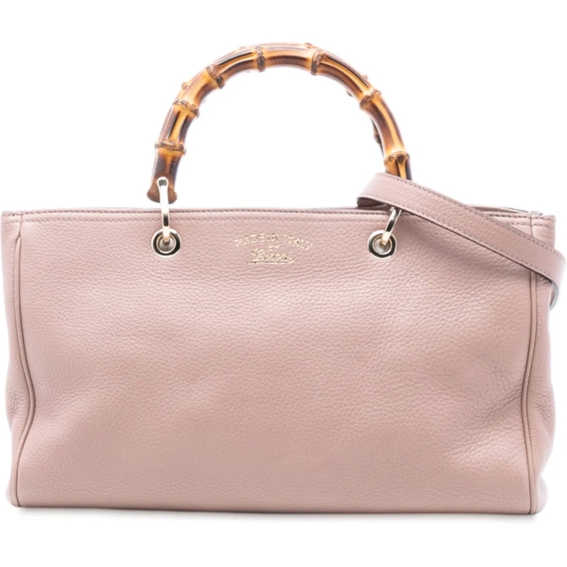 Gucci Sac à bandoulière Medium Calfskin Bamboo Shopper Satchel rose