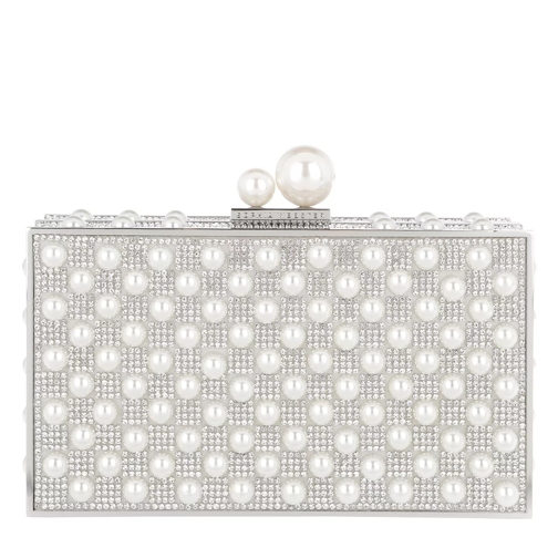 Sophia Webster Embellished Minaudiere Crystal Ball Clasp Silver/Pearl Clutch