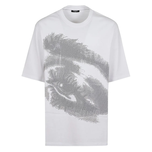 Balmain T-Shirts Eye Embroidered T-Shirt White