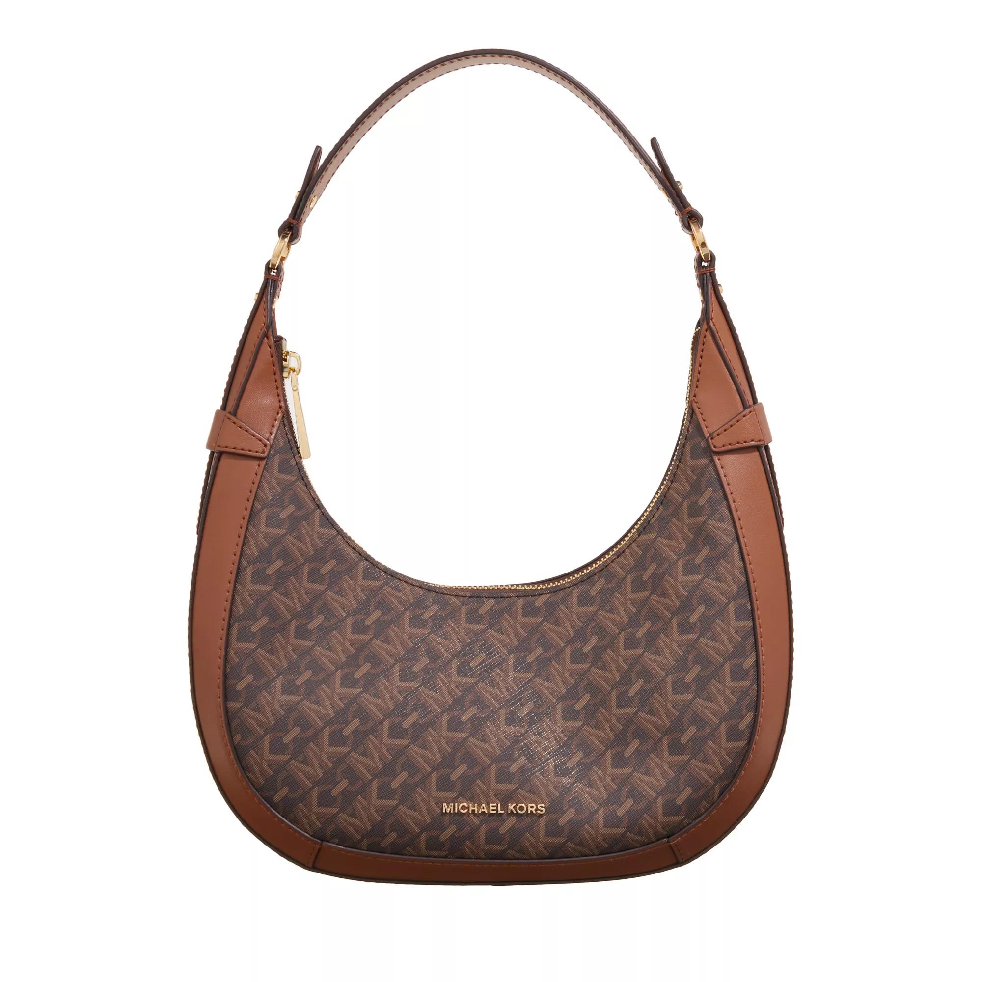 Michael Kors Sm Crescent Tz Shldr Brn Luggage Sac hobo