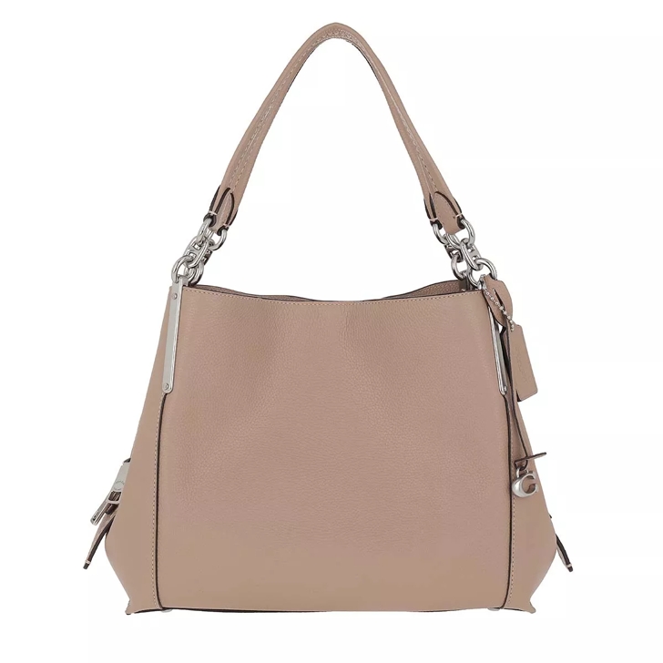 Coach Polished Pebble Leather Dalton Shoulder Bag Taupe Hobo Bag