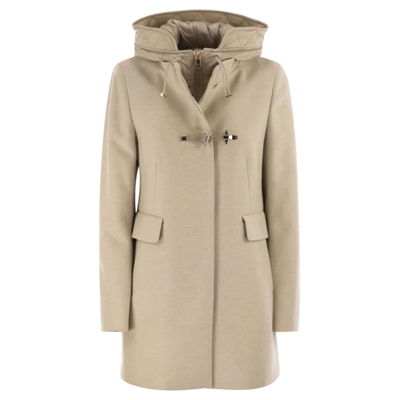 Fay Parka Toggle Coat In Mélange Wool Cloth Neutrals